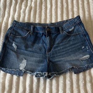 Aerie Dark Blue Distressed Jean Shorts